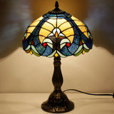 Tiffany Lamp Werfactory® Blue Yellow Liaison Stained Glass Bedside Light