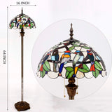 Tiffany Floor Standing Lamp Werfactory® Double Birds Amber Stained Glass Standing Reading Light