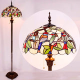 Tiffany Floor Standing Lamp Werfactory® Double Birds Amber Stained Glass Standing Reading Light