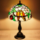 Tiffany Lamps Werfactory® Double Tropical Birds Stained Glass Bedside Lamp