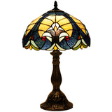 Tiffany Lamp Werfactory® Blue Yellow Liaison Stained Glass Bedside Light