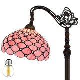 Werfactory® Tiffany Floor Lamp Pink Glass Pearl  Lamp Adjustable Corner  Reading Light