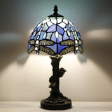A Stunning Tiffany Table Lamp with Dragonfly and Rose Design