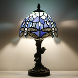 A Stunning Tiffany Table Lamp with Dragonfly and Rose Design