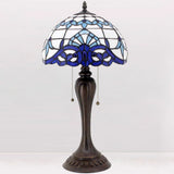 Stained Glass Lamp Werfactory® Tiffany Style White Navy Blue Baroque
