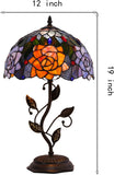 12 inch Tiffany Lamp Orange Red Rose Flower Stained Glass Table Lamp