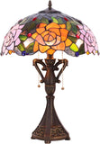 16 Inch Tiffany Table Lamp Purple Orange Rose Flower Desk Reading Light