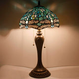 Tiffany Dragonfly Lamp Werfactory® Sea Blue Stained Glass Bedside Lamp