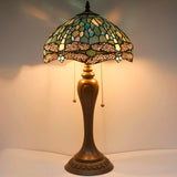 Tiffany Dragonfly Lamp Werfactory® Sea Blue Stained Glass Bedside Lamp