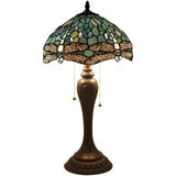 Tiffany Dragonfly Lamp Werfactory® Sea Blue Stained Glass Bedside Lamp