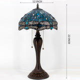 Tiffany Dragonfly Lamp Werfactory® Sea Blue Stained Glass Bedside Lamp