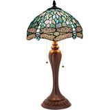Tiffany Dragonfly Lamp Werfactory® Sea Blue Stained Glass Bedside Lamp