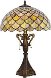 16 Inch Tiffany Table LampHigh Antique Stained Glass Brown Fish Scales Light