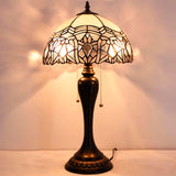 White Bent Stained Glass Table Lamp Werfactory® Tiffany Bedside Desk Light