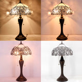 White Bent Stained Glass Table Lamp Werfactory® Tiffany Bedside Desk Light