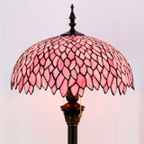 Werfactory®Tiffany Lamp Pink Wisteria Stained Glass Floor Lamp Standing Reading Light