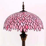 Werfactory®Tiffany Lamp Pink Wisteria Stained Glass Floor Lamp Standing Reading Light