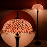 Werfactory®Tiffany Lamp Pink Wisteria Stained Glass Floor Lamp Standing Reading Light