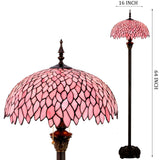 Werfactory®Tiffany Lamp Pink Wisteria Stained Glass Floor Lamp Standing Reading Light