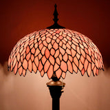 Werfactory®Tiffany Lamp Pink Wisteria Stained Glass Floor Lamp Standing Reading Light