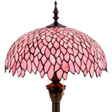 Werfactory®Tiffany Lamp Pink Wisteria Stained Glass Floor Lamp Standing Reading Light