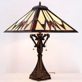 16 inch Tiffany Table Lamp Mission Style Reading Light   (Cream Amber)