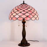 WERFACTORY Tiffany Table Lamp Pink Stained Glass Crystal Bead  Desk Reading Light