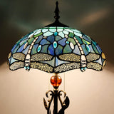 Tiffany Floor Lamp,Blue Dragonfly Stained Glass Floor Lamp With W16H70 Inch