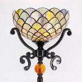 Werfactory® Tiffany Floor Lamp Stained Glass Fish Scales Torchiere Light
