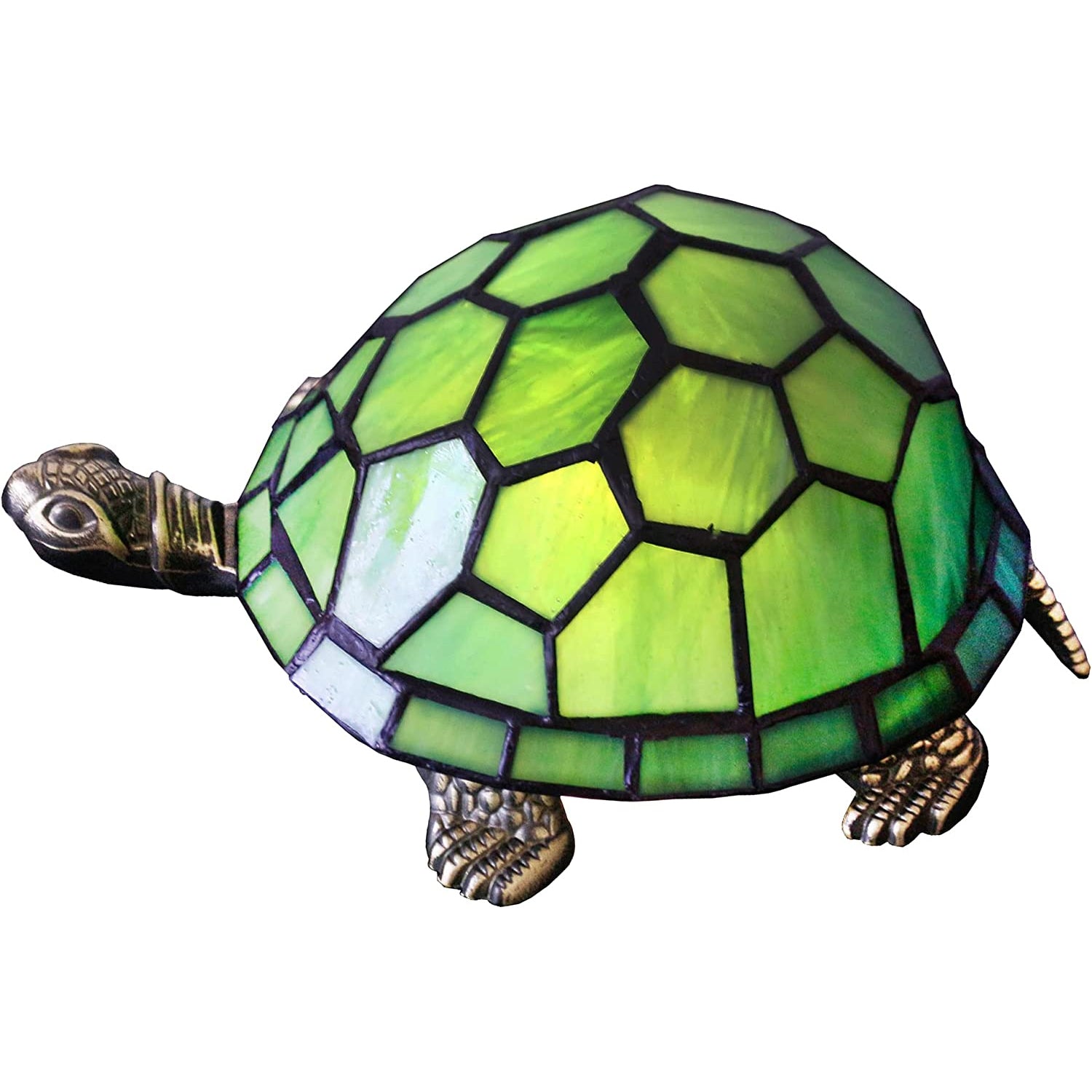 Werfactory® Tortoise Lamp Tiffany Style Turtle Lamp Green Stained Glass Table Lamp Cute Animal Desk Night Light
