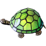 Werfactory® Tortoise Lamp Tiffany Style Turtle Lamp Green Stained Glass Table Lamp Cute Animal Desk Night Light