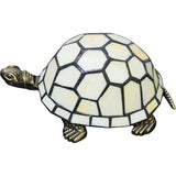 Werfactory® Tortoise Tiffany Turtle Lamp Beige Stained Glass Table Lamp Small Mini Cute Animal Desk Night Light