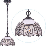 Werfactory® Tiffany Pendant Lighting White Stained Glass Crystal Hanging Lamp