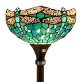 Tiffany Floor Lamps Werfactory® Green Blue Stained Glass Dragonfly Light