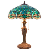 Tiffany Style Lamps Werfactory® Green Stained Glass Dragonfly Bedside Desk Reading Light