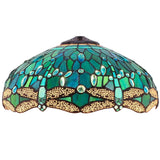 Tiffany Lampshade Replacement Werfactory® W16H7-inch Green Stained Glass Dragonfly Style Shade