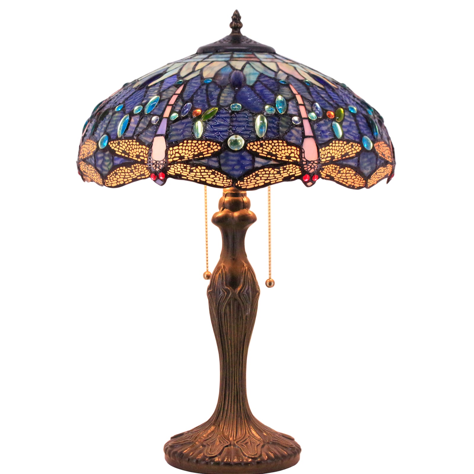 Tiffany Table Lamps Werfactory® Blue Stained Glass Bedside Desk Reading Light
