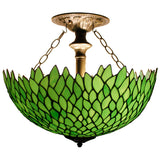 Tiffany Ceiling Lights Flush Mount Werfactory® Green Wisteria Stained Glass Semi Fixture
