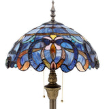 Tiffany Style Floor Lamps-Werfactory Blue Purple Cloudy Stained Glass Light