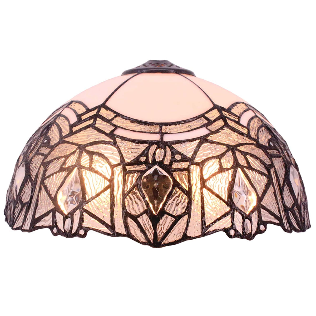 12 inch White Bent Stained Glass Crystal Lampshade Only Werfactory®  Fit for Tiffany Table Lamp