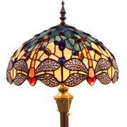 Tiffany Floor Standing Lamp Werfactory® Blue Yellow Stained Glass Dragonfly Standing Reading Light