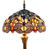 Tiffany Floor Standing Lamp Werfactory® Blue Yellow Stained Glass Dragonfly Standing Reading Light