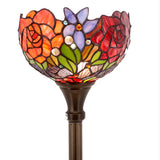 Uplight Stained Glass Floor Lamp Werfactory® Red Rose Tiffany Torchiere Standing Light