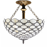 Tiffany Lamp Shade Only Werfactory® W16H7 Inch Stained Glass Crystal Pear Bead Lampshade Replacement