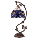 Tiffany Lamps Werfactory® Stained Glass Bedside Blue Lotus Desk Light