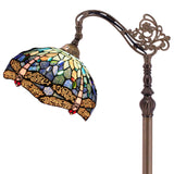 Stained Glass Floor Lamp Werfactory® Blue Tiffany Dragonfly Arched Reading Light