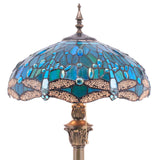 Stained Glass Floor Lamp Werfactory® Tiffany Dragonfly Green Blue Standing Reading Light