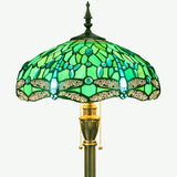 Werfactory® Tiffany Floor Lamp Blue Stained Glass Dragonfly Style Reading Lamp