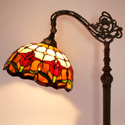 Tiffany Style Floor Lamp Werfactory® Red Tulip Flower Stained Glass Corner Light