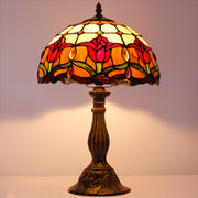 Tiffany Table Lamp Werfactory® Stained Glass Tulip Flower Reading Light